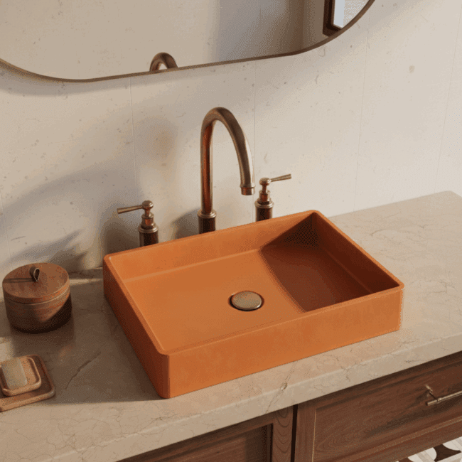 Lily - Rectangle Concrete Vessel Sink - Image 3