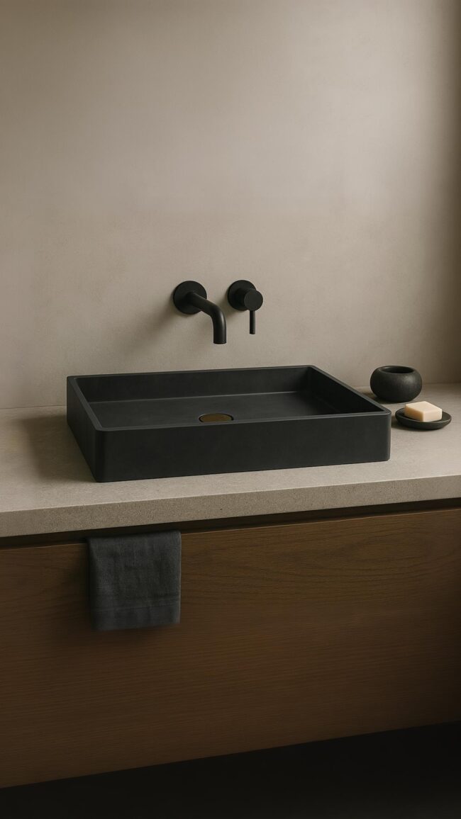 Lily - Rectangle Concrete Vessel Sink - Image 4