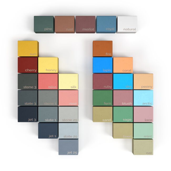 Crete Collective concrete sink color options, full range of 35 concrete color samples available for individual order