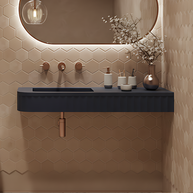 Maya - Right Corner Wall Mounted Concrete Sink