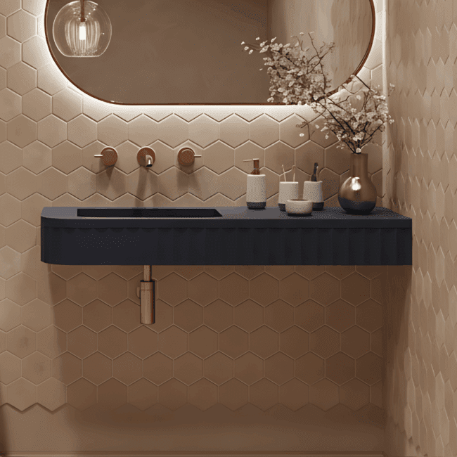 Maya - Right Corner Wall Mounted Concrete Sink